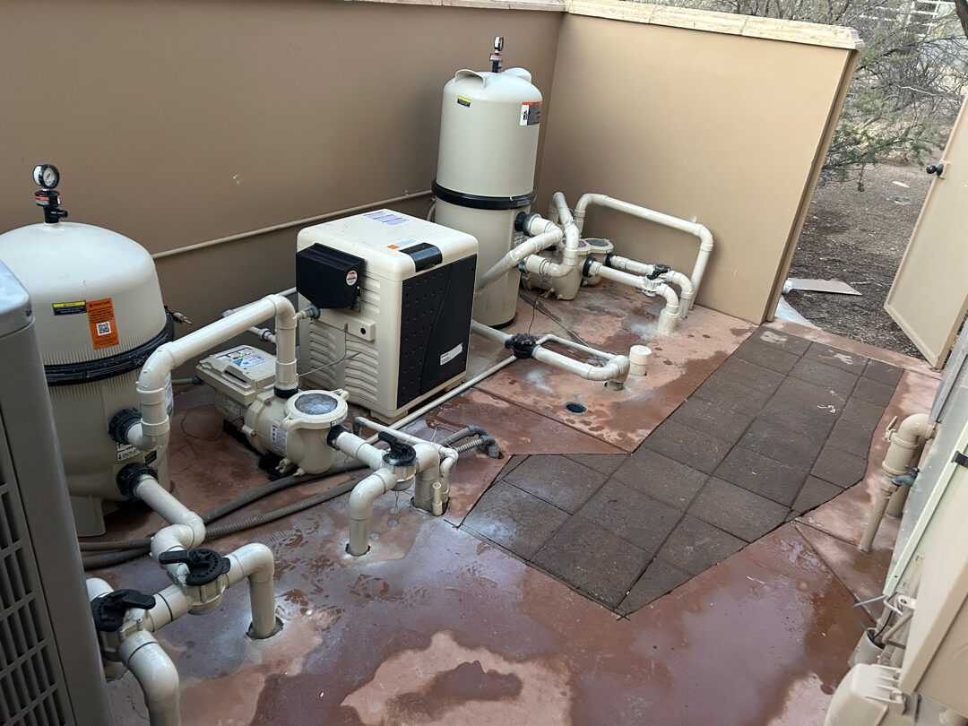A clean, upgraded pool equipment pad after Providence Pool Care's install